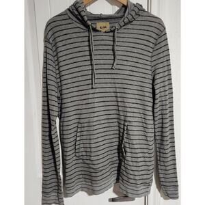 All-Son Large Lightweight Hooded Pullover Grey With Black Stripes And Large...‎